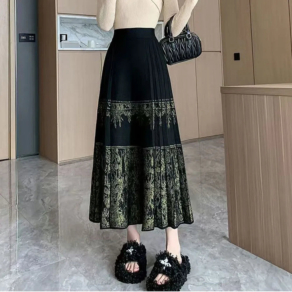 FairyShely Pleated Knitted Skirt