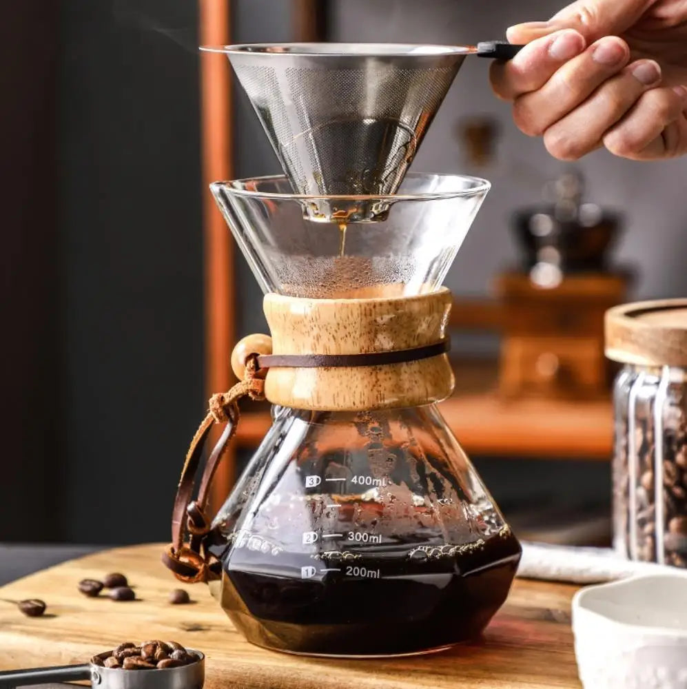 Glass Coffee Pot with Stainless Steel Filter